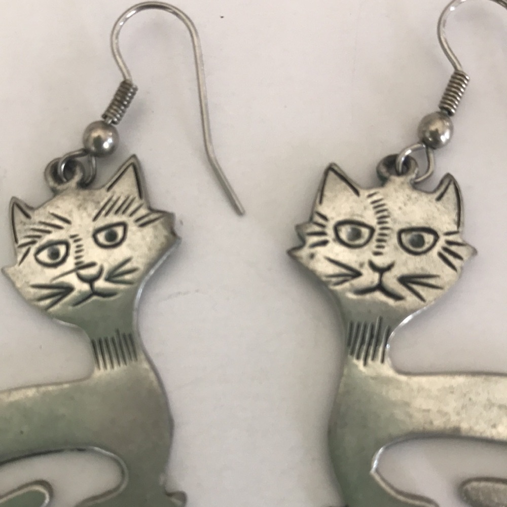 SILVER cat earrings Mexico